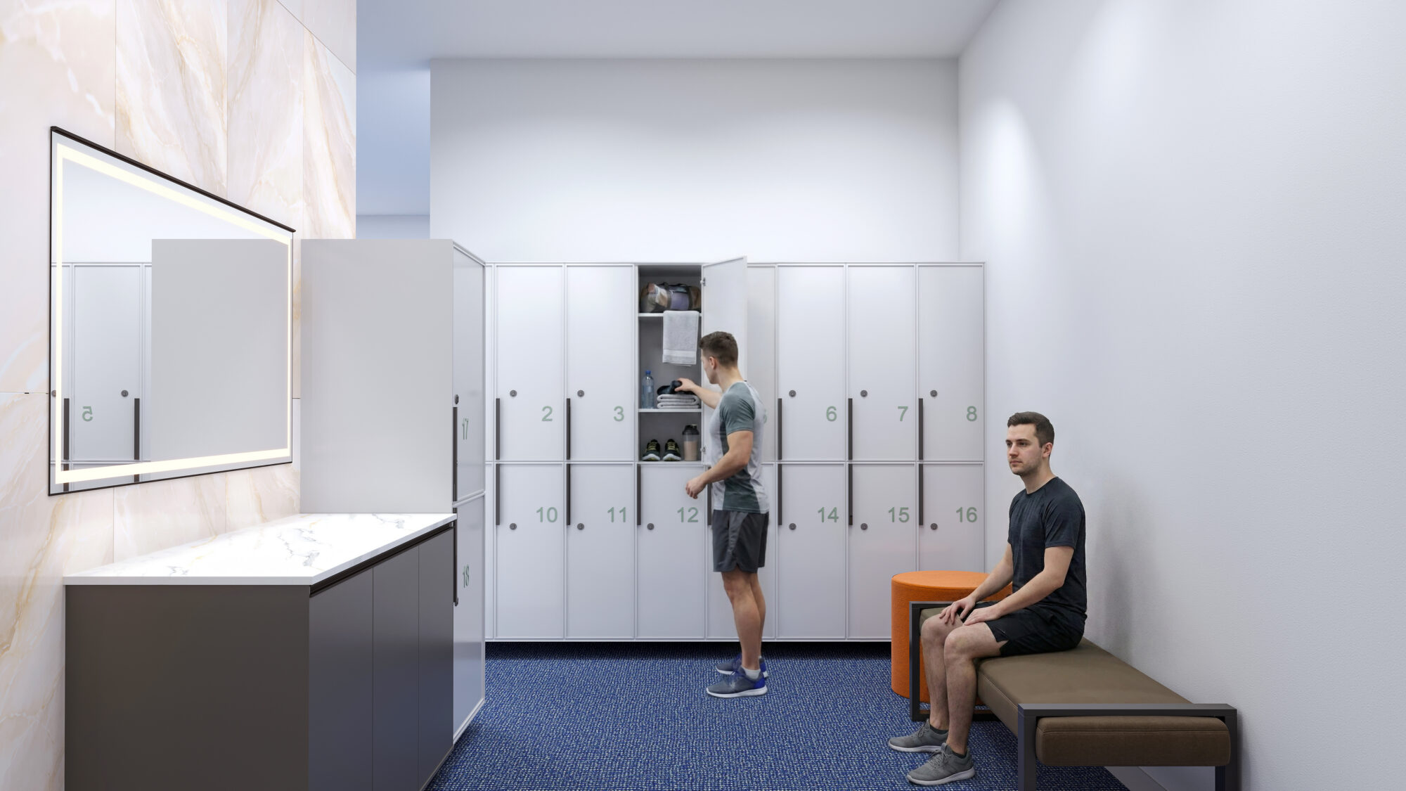 Upgraded locker rooms at Millennium Tower