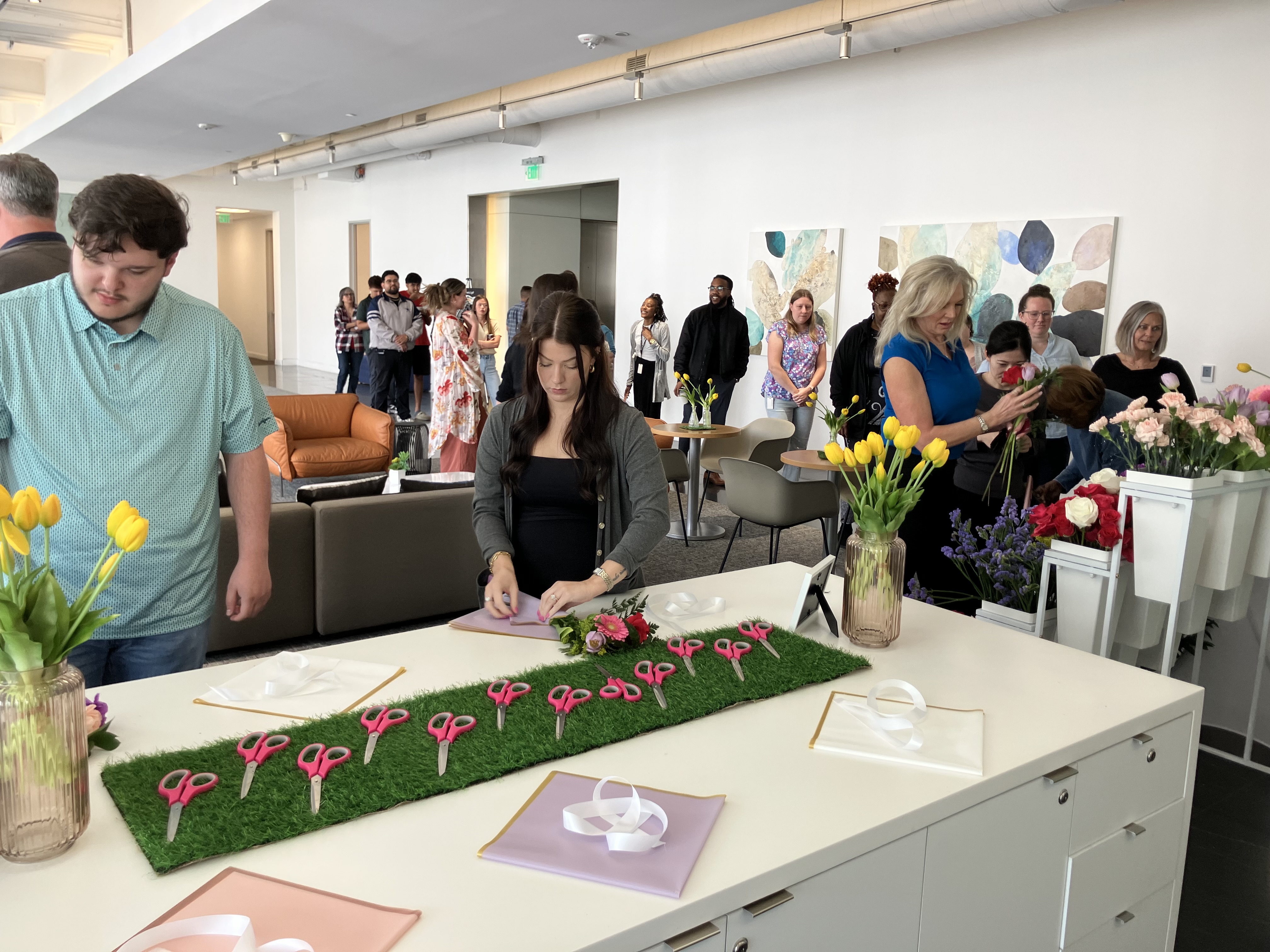 Spring flower market tenant event at One Legacy West.