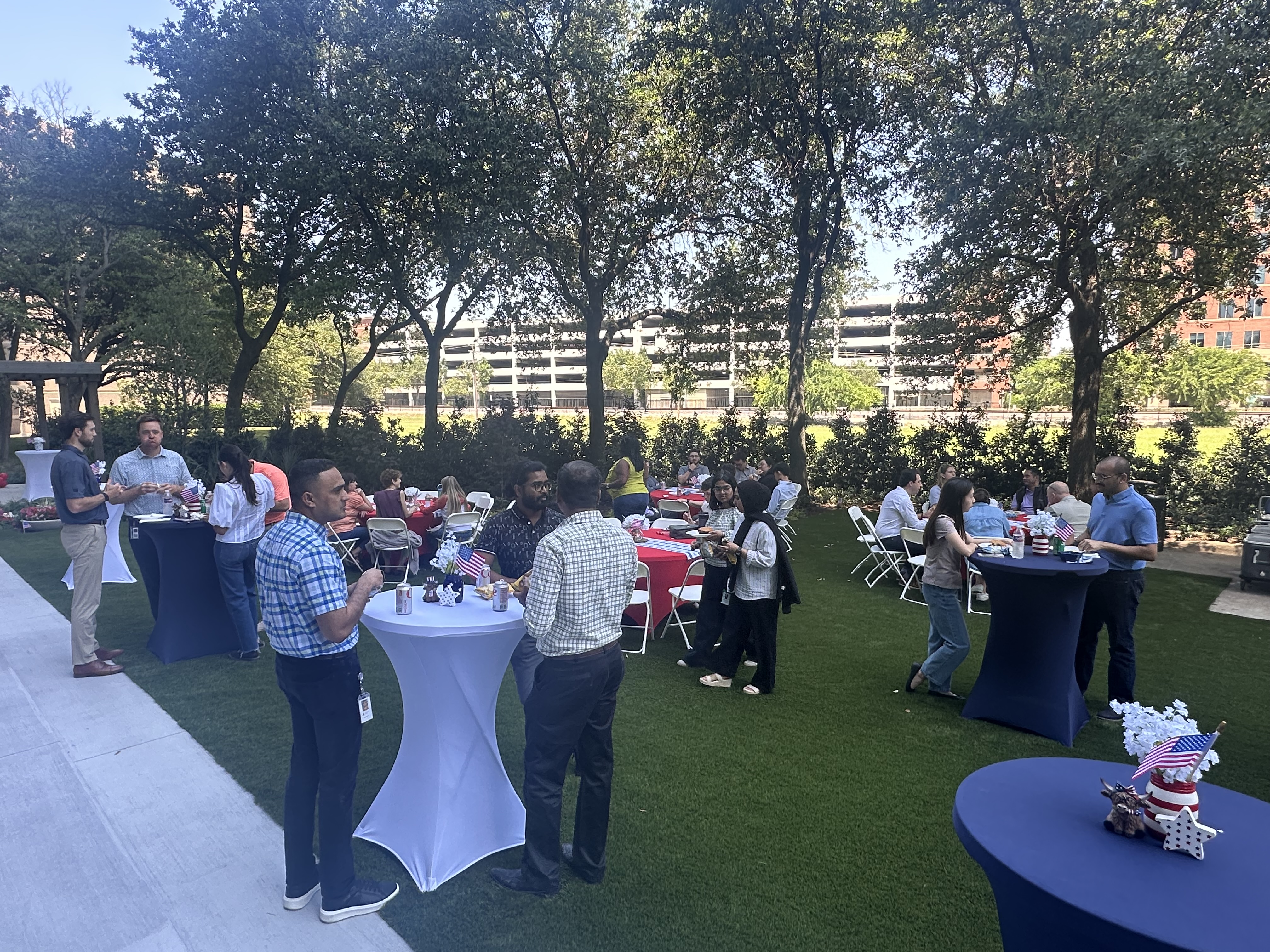 Millennium Tower pocket park grand opening featuring the Hamburger Man.